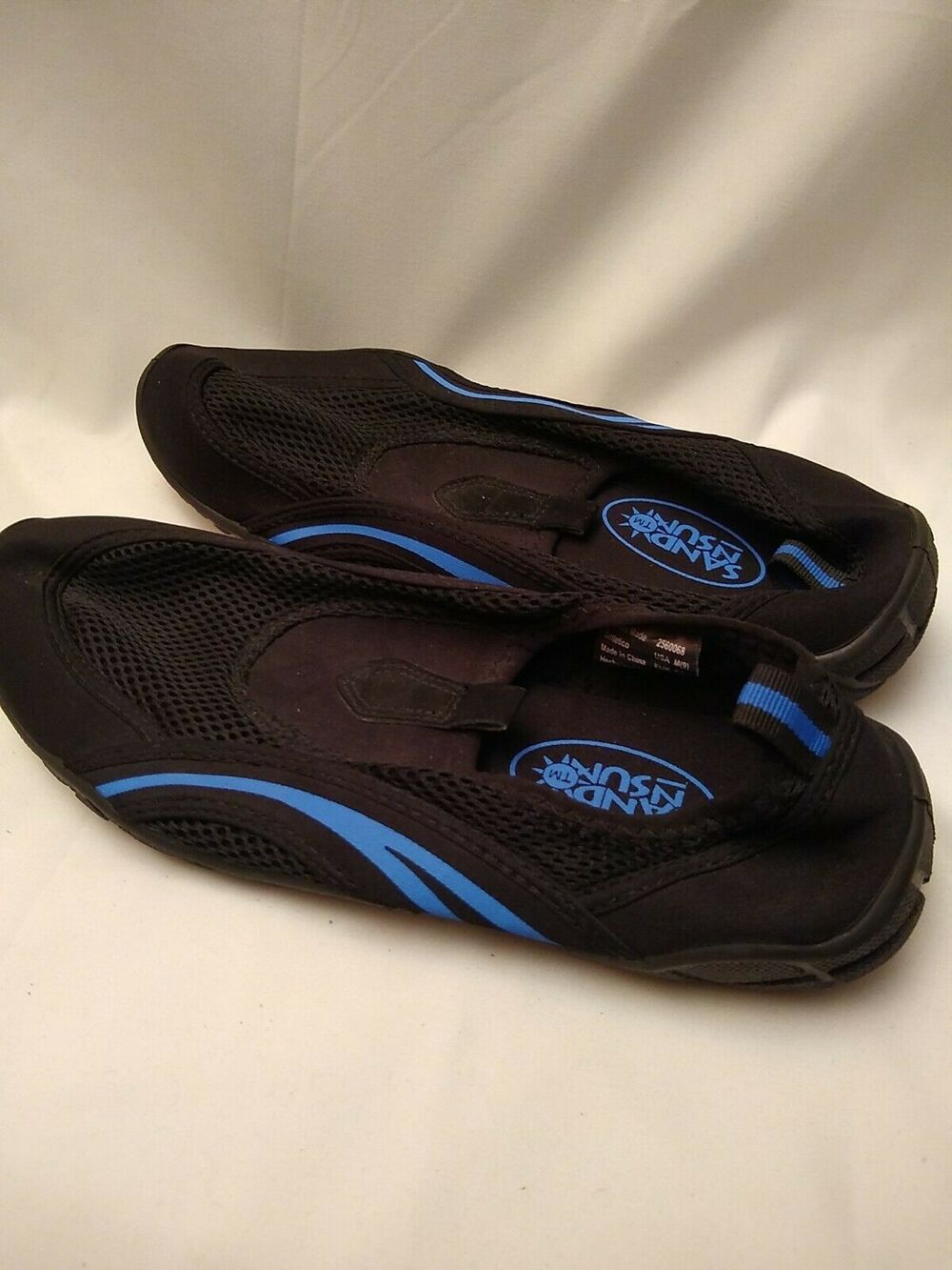 Aqua Water Beach Pool Shoes Sand N Sun Mens Size 9 Black Mesh Slip Ons
